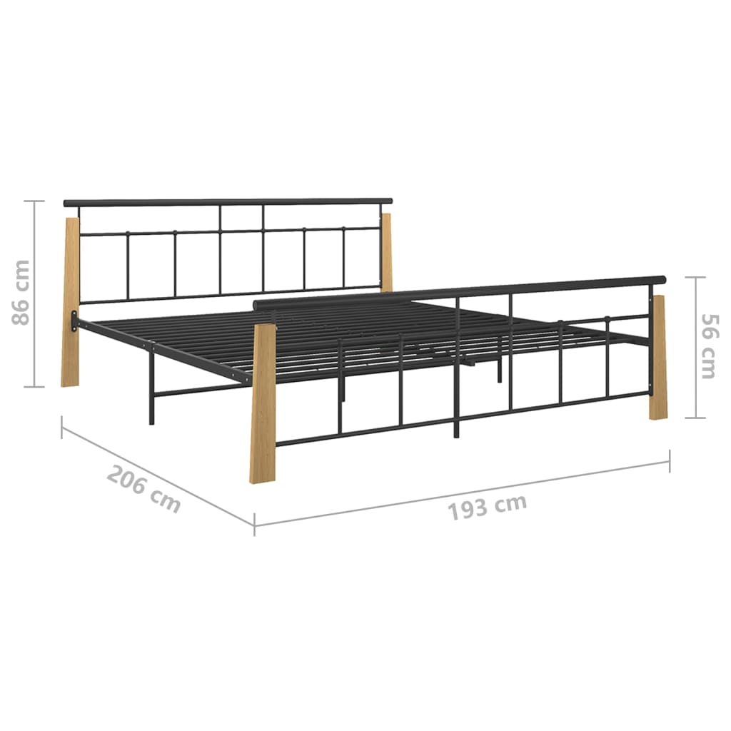 Bettgestell Metall Und Massivholz Eiche 180X200 Cm Hellbraun 180 x 200 cm - Fuer Daheim