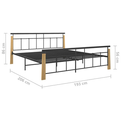 Bettgestell Metall Und Massivholz Eiche 180X200 Cm Hellbraun 180 x 200 cm - Fuer Daheim