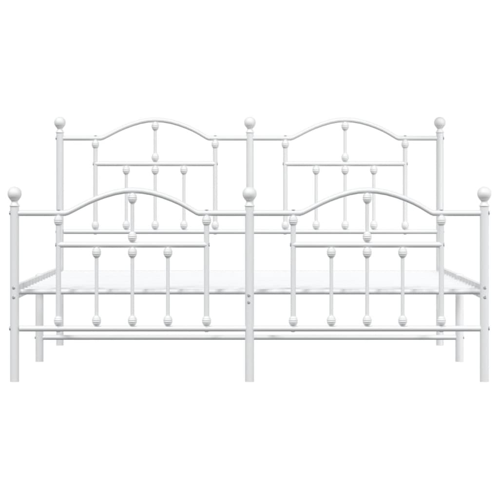 Bettgestell Mit Kopf- Und Fußteil Metall Weiß 160X200 Cm 160 x 200 cm mit Kopfteil & Fußteil - Fuer Daheim