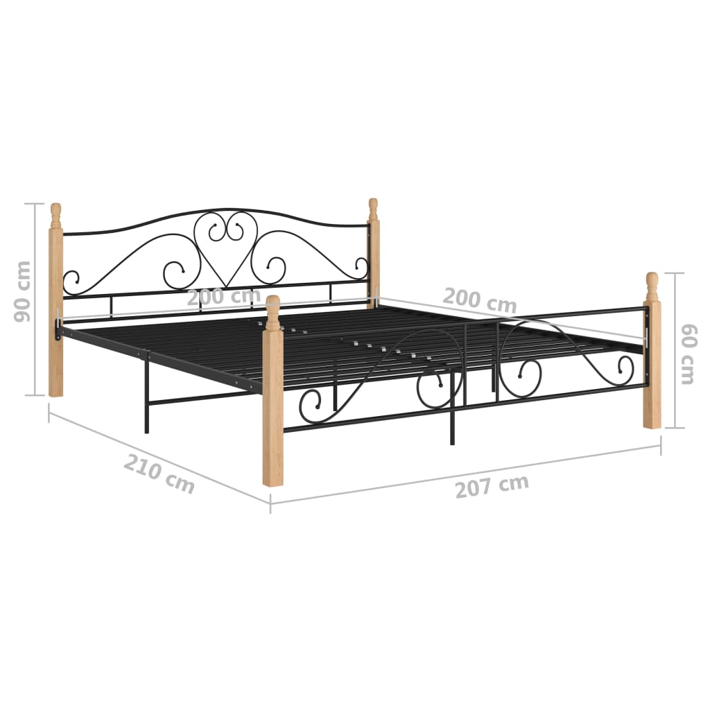 Bettgestell Schwarz Metall 200X200 Cm black and light wood 200 x 200 cm - Fuer Daheim