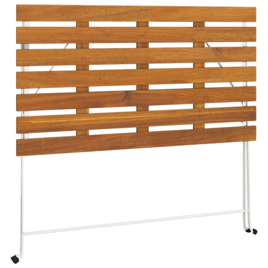 Bistrotisch Klappbar 100X54X71 Cm Massivholz Akazie Und Stahl Weiß - Fuer Daheim