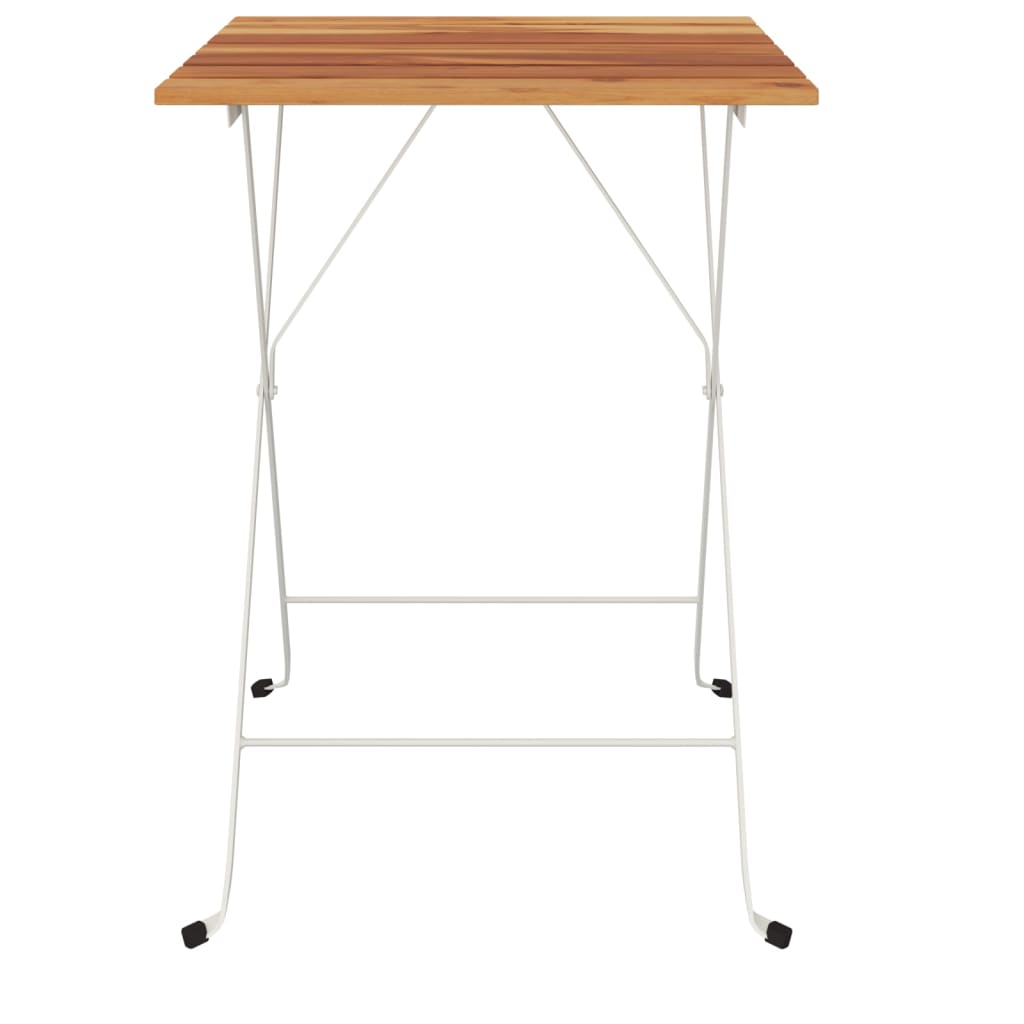 Bistrotisch Klappbar 55X54X71 Cm Massivholz Akazie Und Stahl Weiß - Fuer Daheim