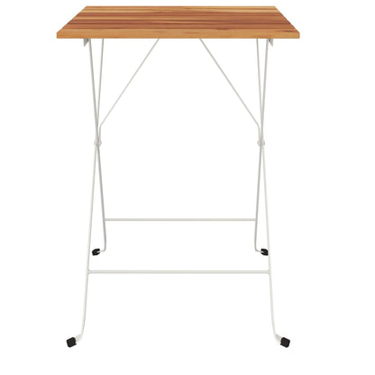 Bistrotisch Klappbar 55X54X71 Cm Massivholz Akazie Und Stahl Weiß - Fuer Daheim