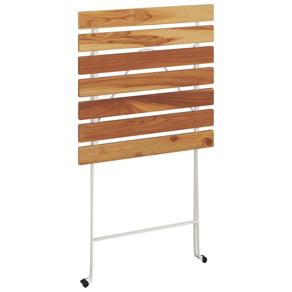 Bistrotisch Klappbar 55X54X71 Cm Massivholz Akazie Und Stahl Weiß - Fuer Daheim