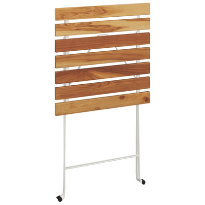 Bistrotisch Klappbar 55X54X71 Cm Massivholz Akazie Und Stahl Weiß - Fuer Daheim