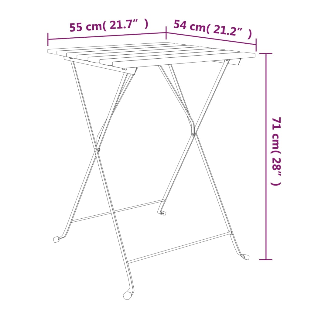 Bistrotisch Klappbar 55X54X71 Cm Massivholz Akazie Und Stahl Weiß - Fuer Daheim