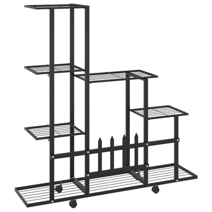 Blumenständer Auf Rollen 94,5X25X92,5 Cm Schwarz Metall 94.5 x 25 x 92.5 cm Mit Rollen - Fuer Daheim