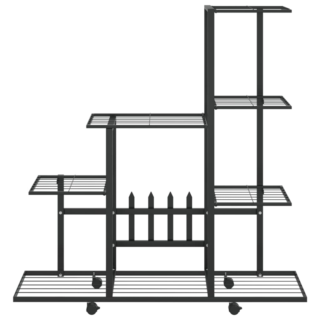 Blumenständer Auf Rollen 94,5X25X92,5 Cm Schwarz Metall 94.5 x 25 x 92.5 cm Mit Rollen - Fuer Daheim