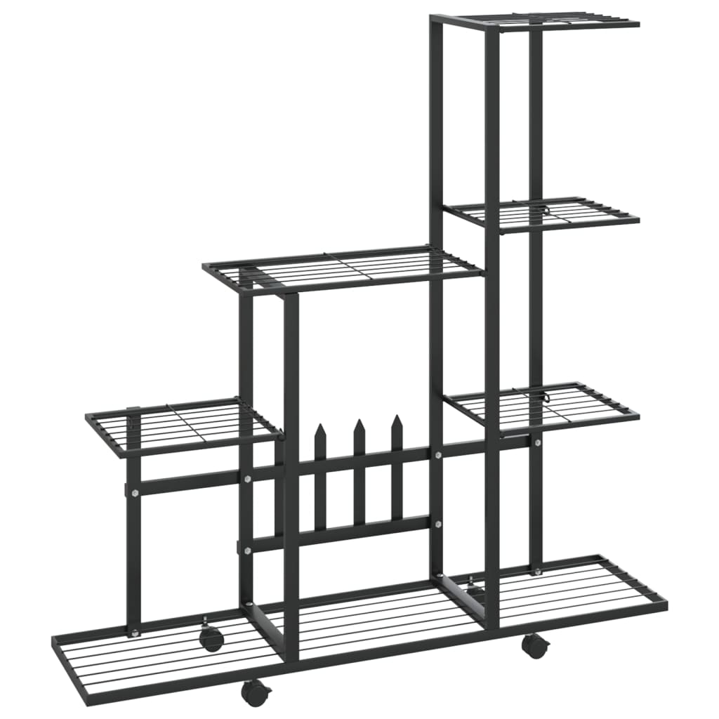 Blumenständer Auf Rollen 94,5X25X92,5 Cm Schwarz Metall 94.5 x 25 x 92.5 cm Mit Rollen - Fuer Daheim