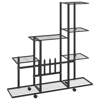 Blumenständer Auf Rollen 94,5X25X92,5 Cm Schwarz Metall 94.5 x 25 x 92.5 cm Mit Rollen - Fuer Daheim