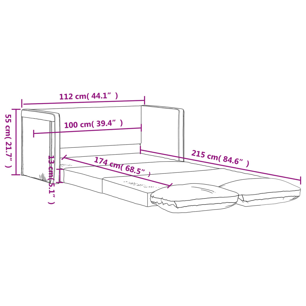 Bodensofa Mit Schlaffunktion Creme 112X174X55 Cm Stoff - Fuer Daheim