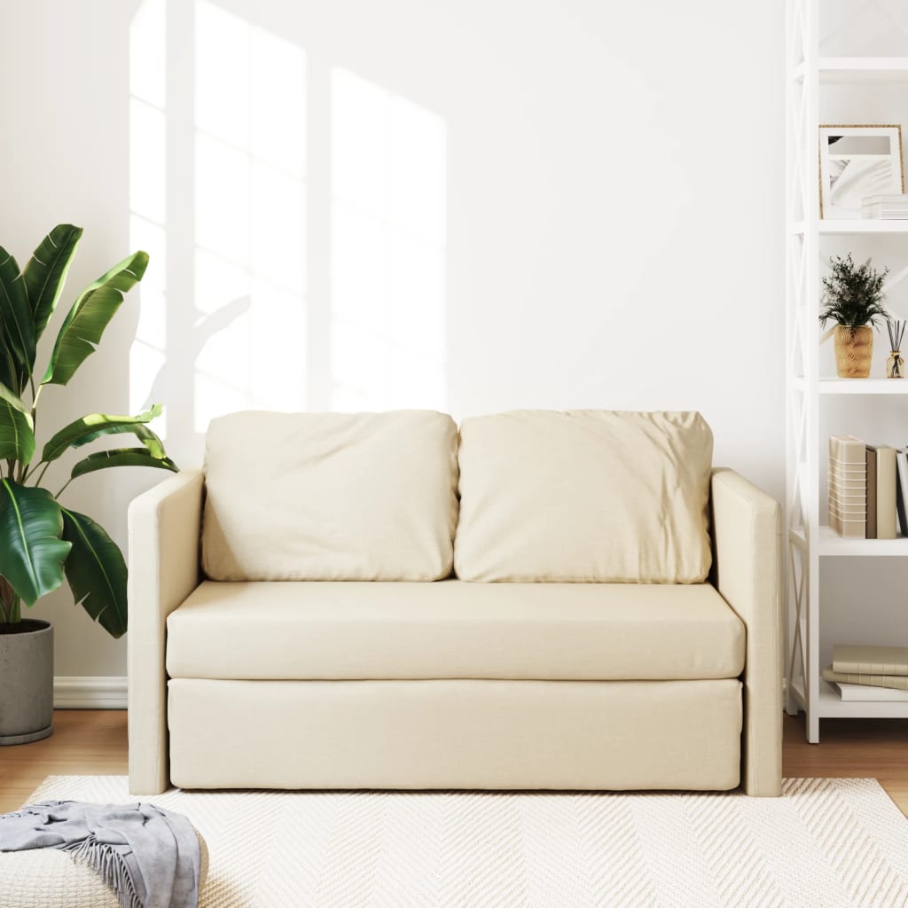 Bodensofa Mit Schlaffunktion Creme 112X174X55 Cm Stoff - Fuer Daheim