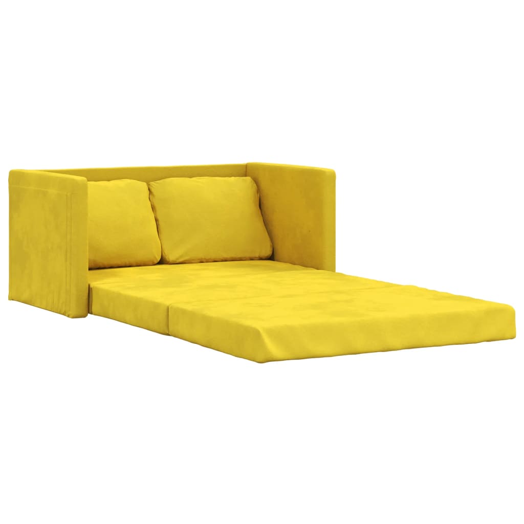 Bodensofa Mit Schlaffunktion Dunkelgelb 122X204X55 Cm Samt - Fuer Daheim