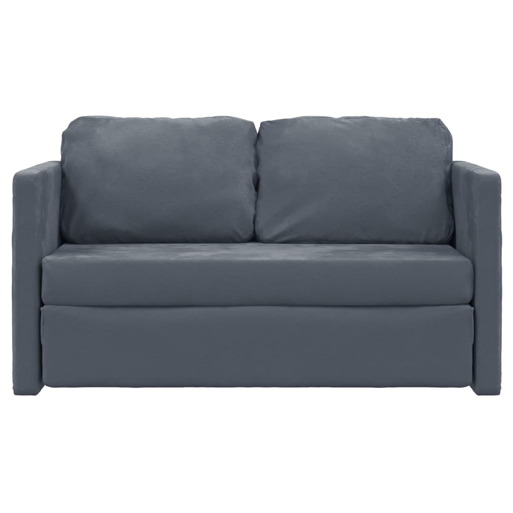 Bodensofa Mit Schlaffunktion Dunkelgrau 122X204X55 Cm Samt - Fuer Daheim