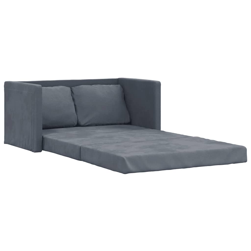 Bodensofa Mit Schlaffunktion Dunkelgrau 122X204X55 Cm Samt - Fuer Daheim