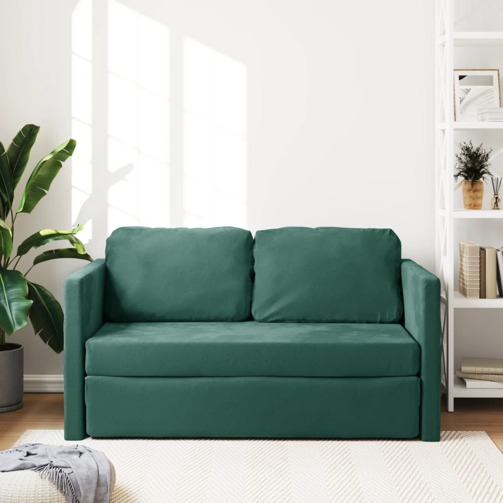 Bodensofa Mit Schlaffunktion Dunkelgrün 122X204X55 Cm Samt - Fuer Daheim