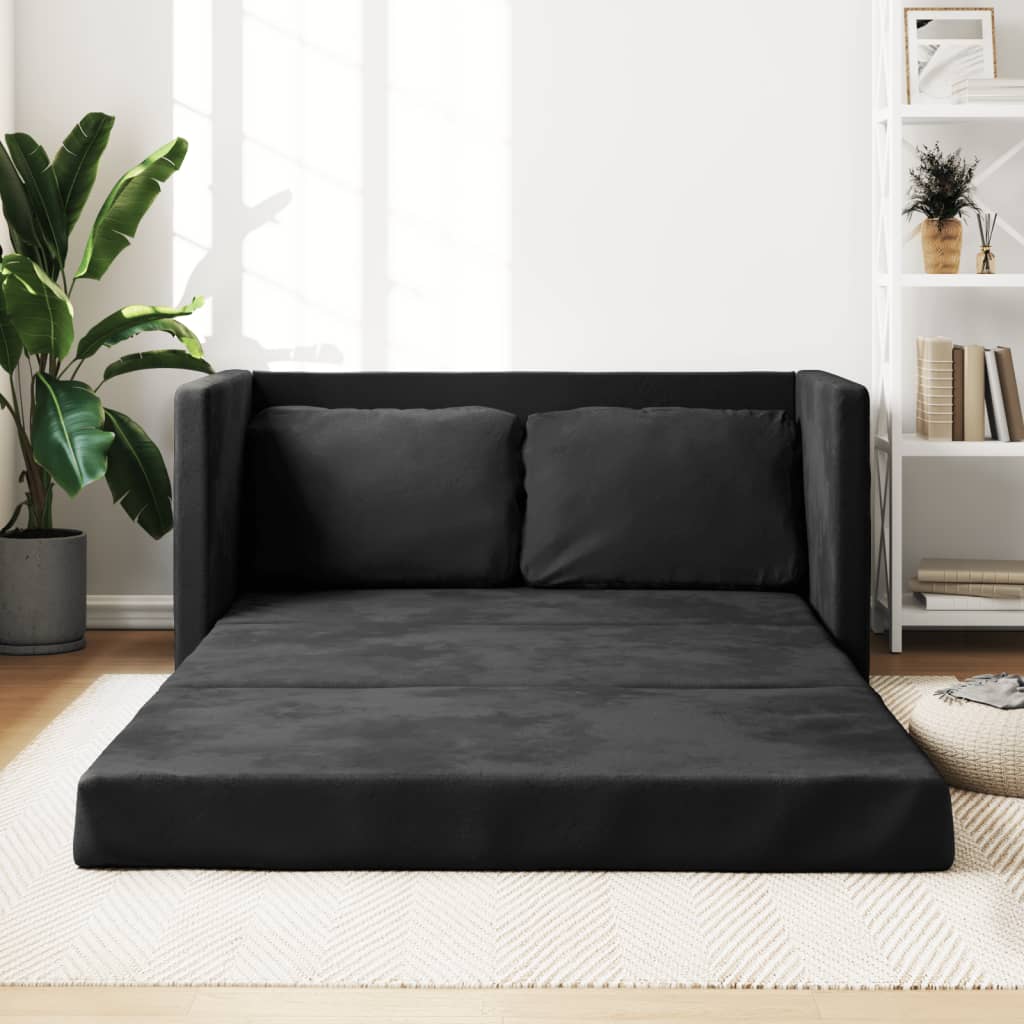 Bodensofa Mit Schlaffunktion Schwarz 122X204X55 Cm Samt - Fuer Daheim