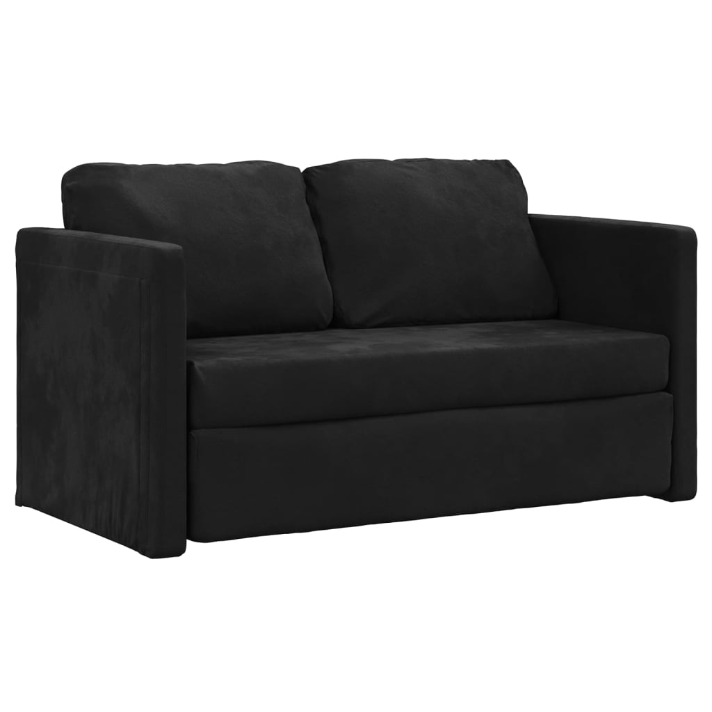 Bodensofa Mit Schlaffunktion Schwarz 122X204X55 Cm Samt - Fuer Daheim