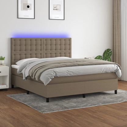 Boxspringbett Mit Matratze & Led Taupe 160X200 Cm Stoff 160 x 200 cm Knöpfe - Fuer Daheim