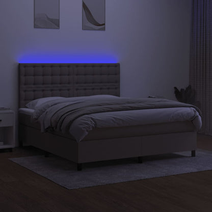 Boxspringbett Mit Matratze & Led Taupe 160X200 Cm Stoff 160 x 200 cm Knöpfe - Fuer Daheim