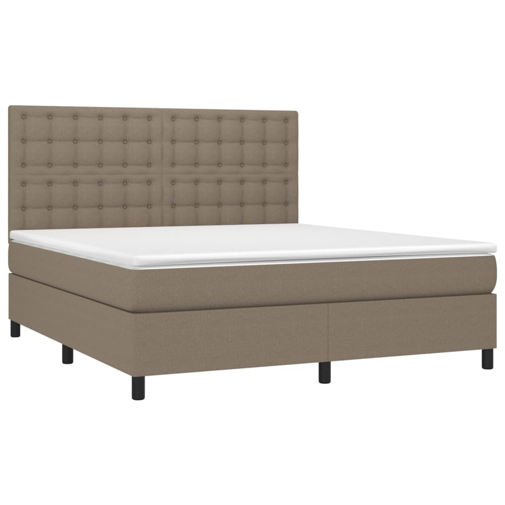 Boxspringbett Mit Matratze & Led Taupe 160X200 Cm Stoff 160 x 200 cm Knöpfe - Fuer Daheim