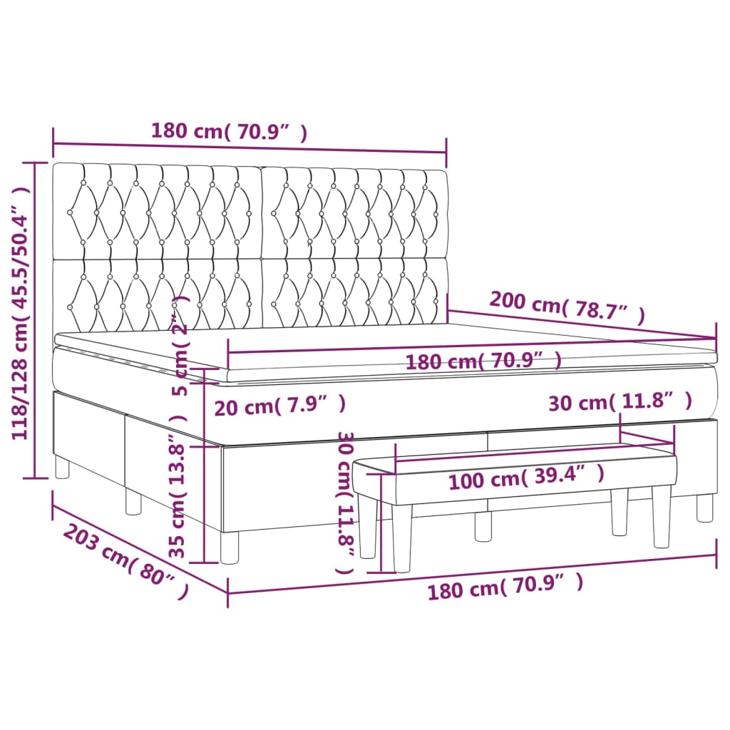 Boxspringbett Mit Matratze Rosa 180X200 Cm Samt 180 x 200 cm Knopfheftung Design - Fuer Daheim