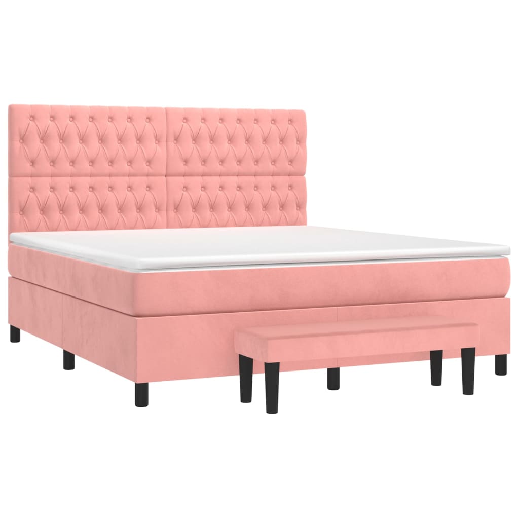 Boxspringbett Mit Matratze Rosa 180X200 Cm Samt 180 x 200 cm Knopfheftung Design - Fuer Daheim