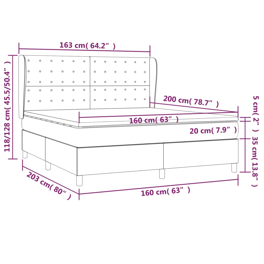 Boxspringbett Mit Matratze Schwarz 160X200 Cm Stoff 160 x 200 cm Knöpfe - Fuer Daheim