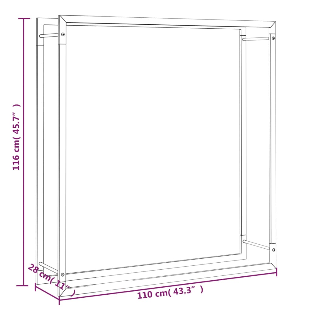 Brennholzregal Mattschwarz 110X28X116 Cm Stahl 110 x 28 x 116 cm - Fuer Daheim