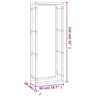 Brennholzregal Mattschwarz 50X28X132 Cm Stahl 50 x 28 x 132 cm - Fuer Daheim