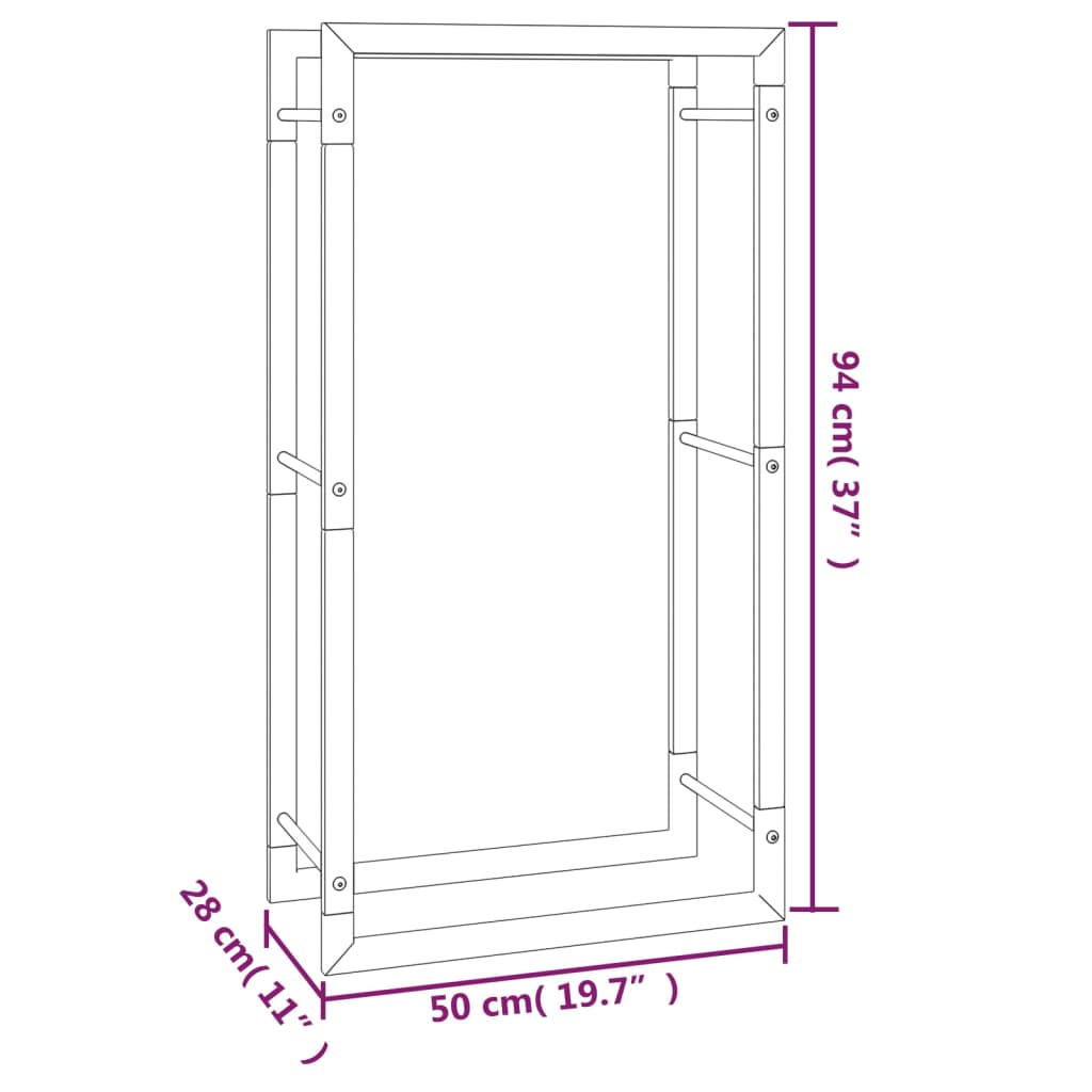 Brennholzregal Mattschwarz 50X28X94 Cm Stahl 50 x 28 x 94 cm - Fuer Daheim