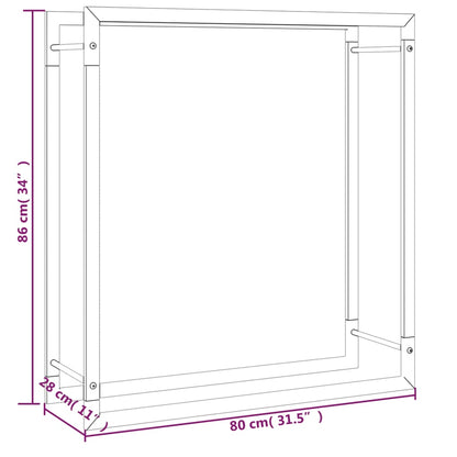 Brennholzregal Mattschwarz 80X28X86 Cm Stahl 80 x 28 x 86 cm - Fuer Daheim