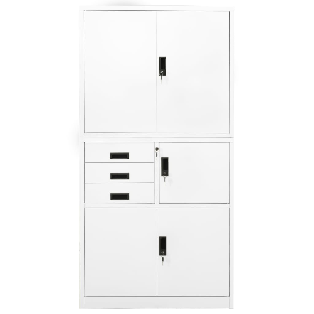 Büroschrank Weiß 90X40X180 Cm Stahl - Fuer Daheim