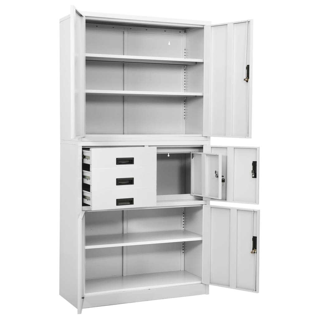 Büroschrank Weiß 90X40X180 Cm Stahl - Fuer Daheim