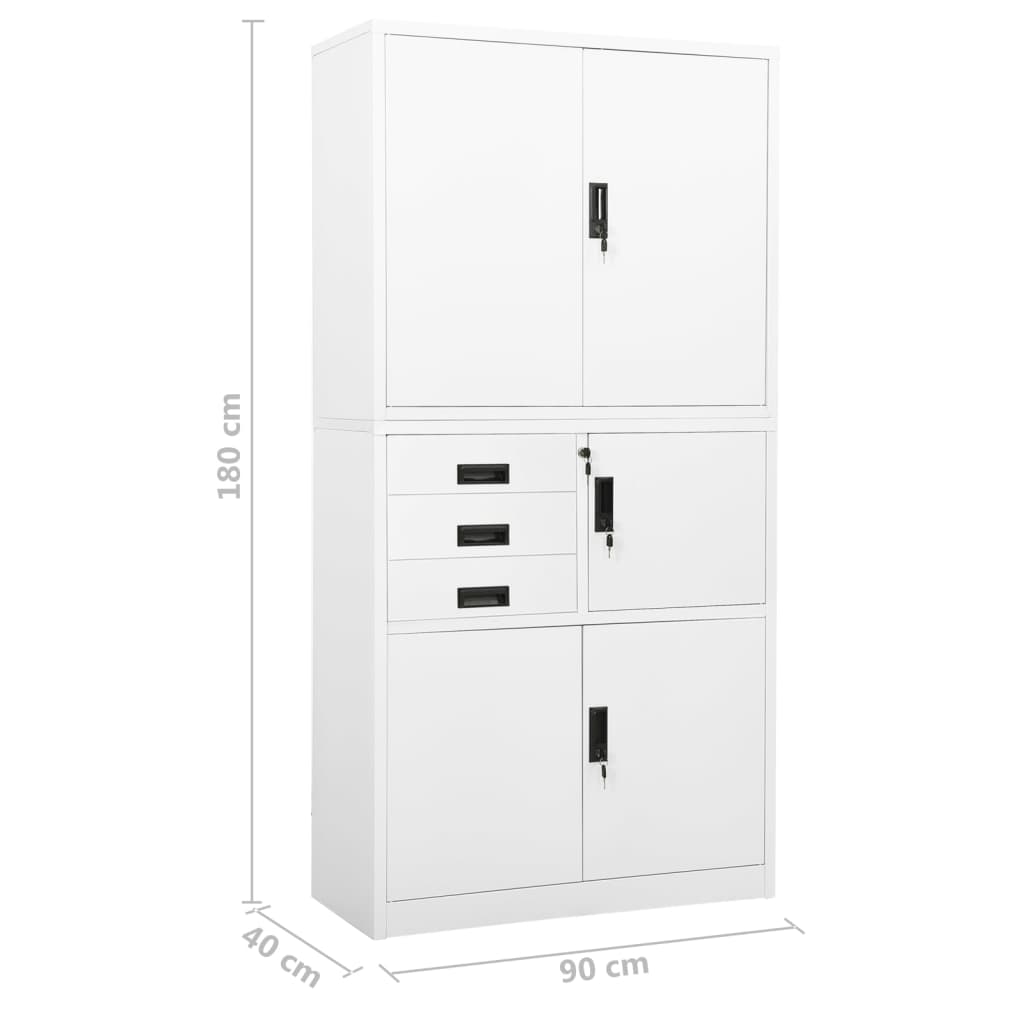 Büroschrank Weiß 90X40X180 Cm Stahl - Fuer Daheim