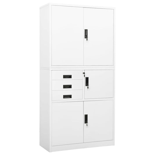 Büroschrank Weiß 90X40X180 Cm Stahl - Fuer Daheim