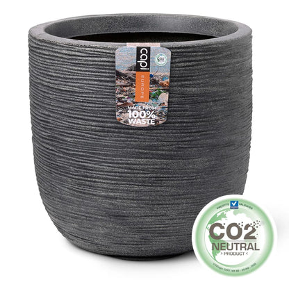 Capi Blumentopf Waste Rib 43X41 Cm Grau 43 x 41 cm - Fuer Daheim