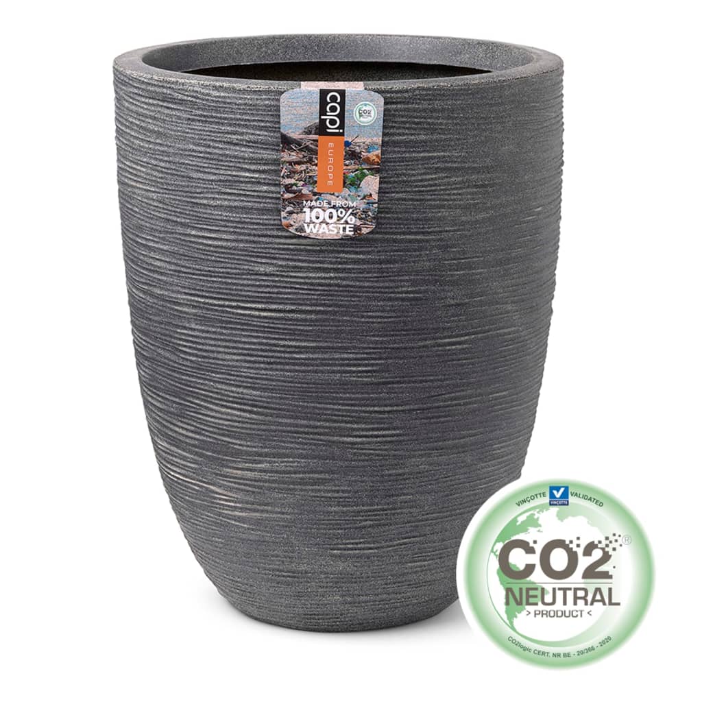 Capi Vase Waste Rib Elegant Niedrig 46X58 Cm Grau 46 x 58 cm - Fuer Daheim