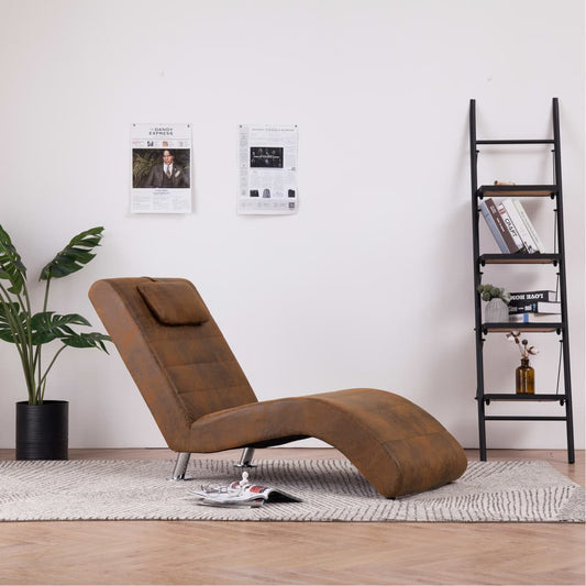 Chaiselongue Mit Kissen Braun Wildleder-Optik - Fuer Daheim