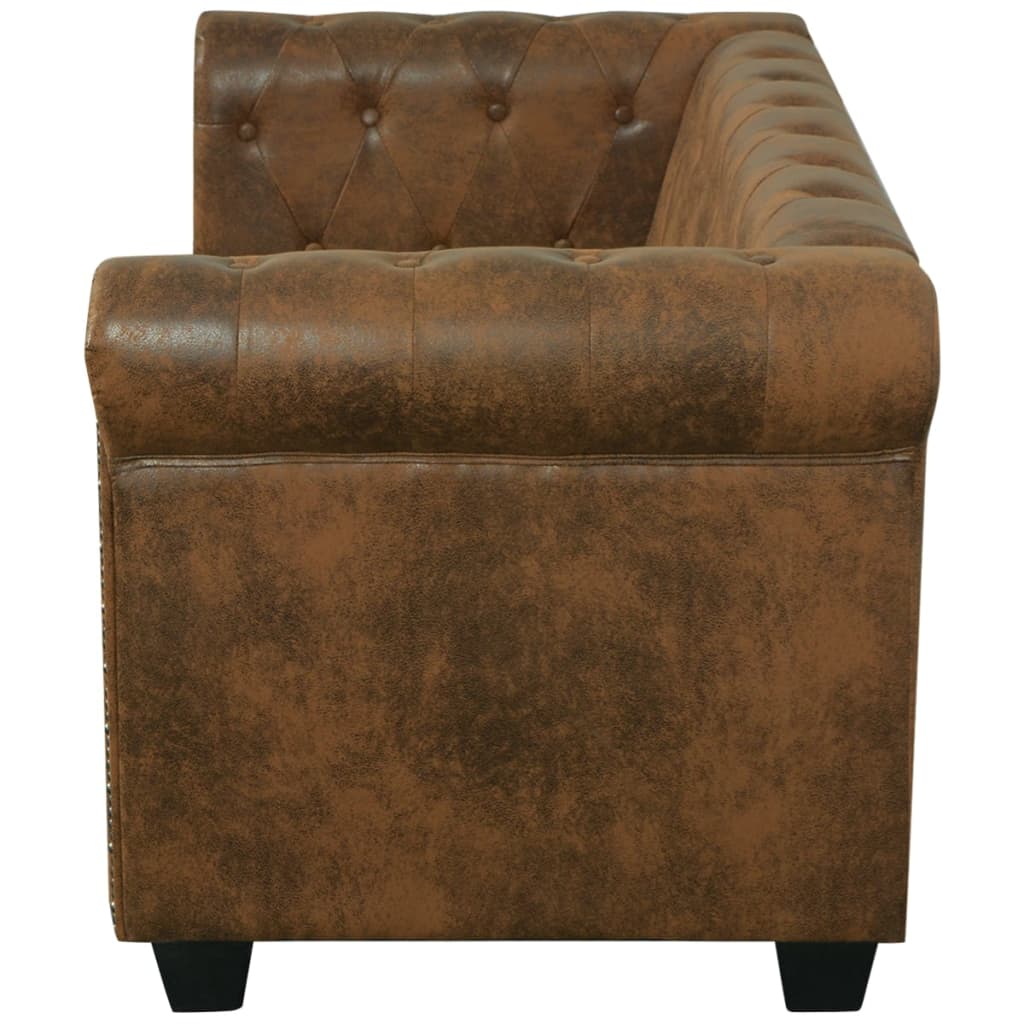 Chesterfield-Sofa 2-Sitzer Kunstleder Braun - Fuer Daheim