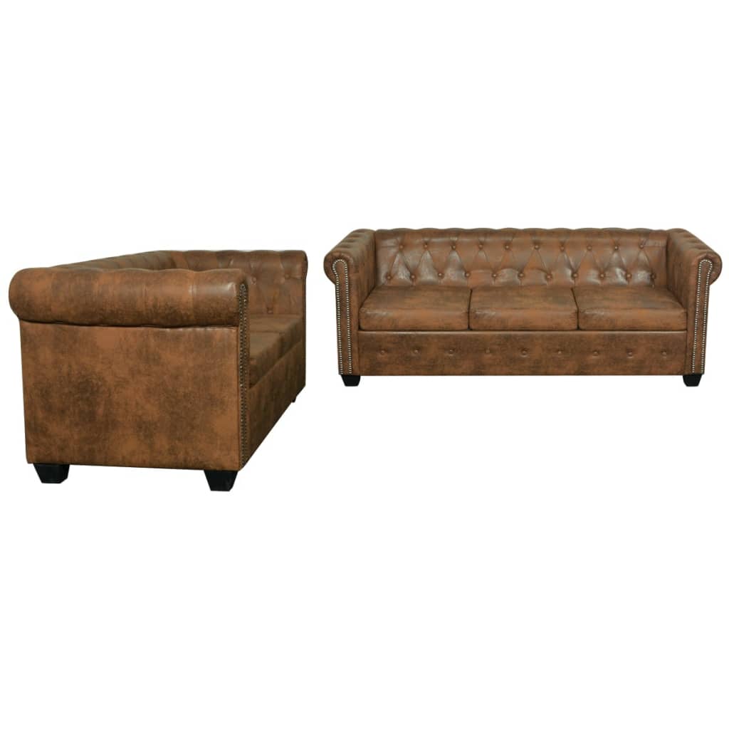 Chesterfield-Sofas 2-Sitzer Und 3-Sitzer Braun 2-Sitzer + 3-Sitzer - Fuer Daheim