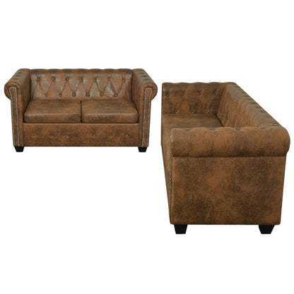 Chesterfield-Sofas 2-Sitzer Und 3-Sitzer Braun 2-Sitzer + 3-Sitzer - Fuer Daheim