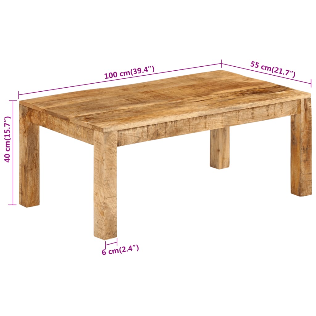 Couchtisch 100X55X40 Cm Massivholz Mango 100 x 55 x 40 cm massives Mangoholz - Fuer Daheim