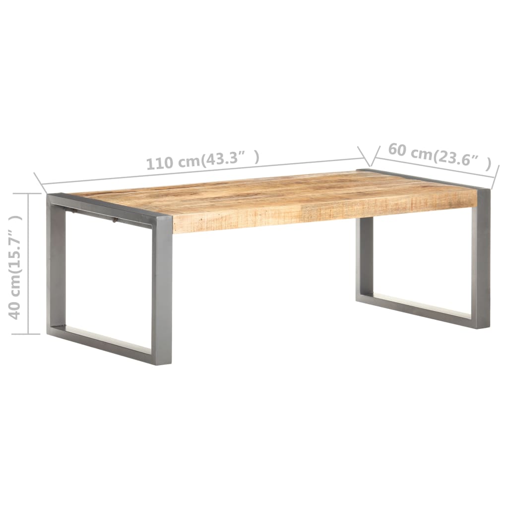 Couchtisch 110X60X40 Cm Raues Mangoholz Grau - Fuer Daheim