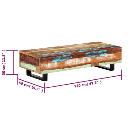 Couchtisch 120X50X30 Cm Massives Altholz Und Stahl - Fuer Daheim