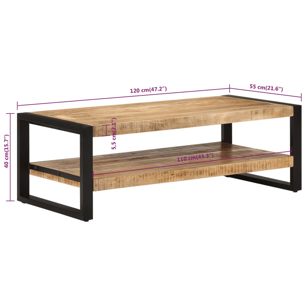 Couchtisch 120X55X40 Cm Massivholz Mango 120 x 55 x 40 cm massives Mangoholz - Fuer Daheim