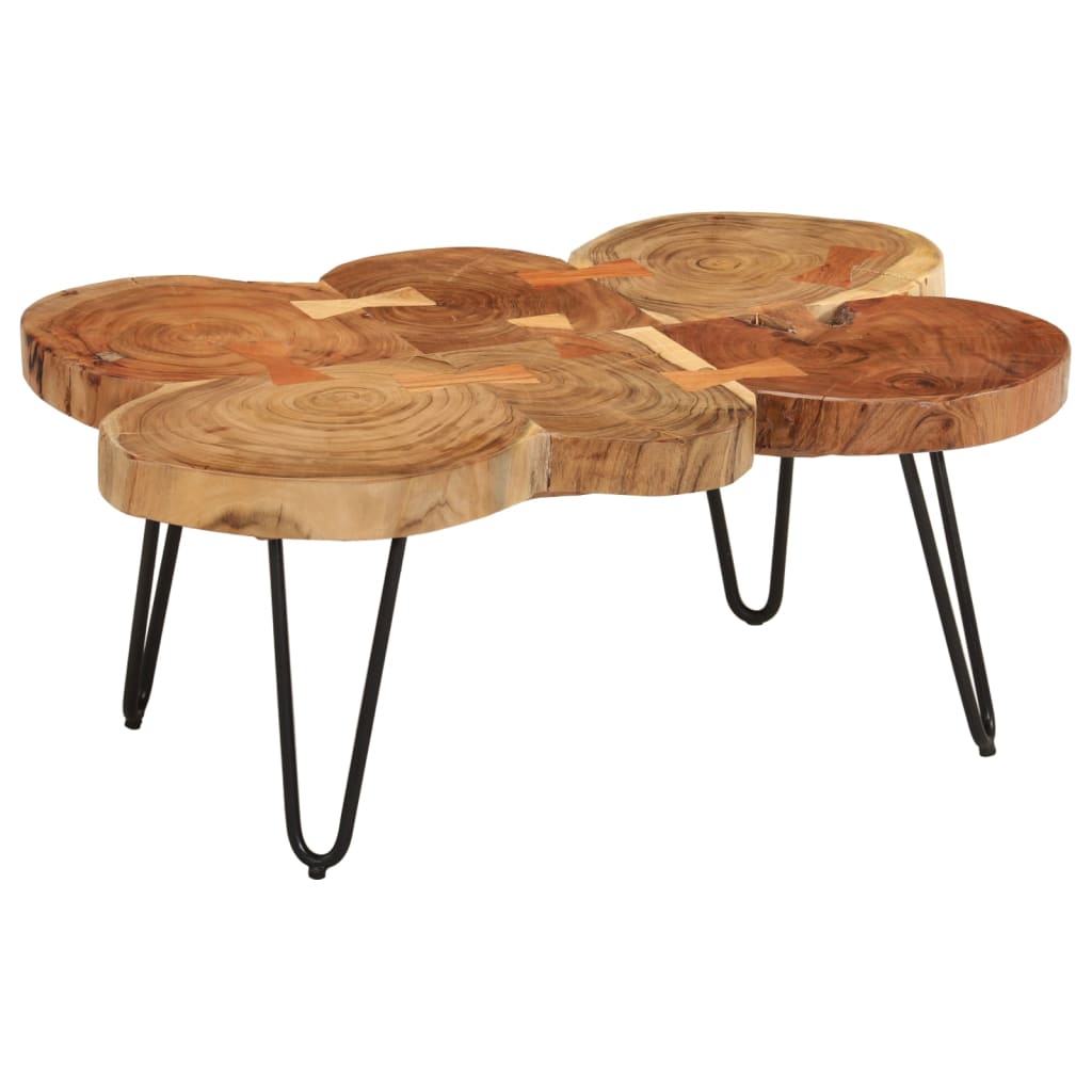 Couchtisch 36 Cm 6 Stämme Massivholz Akazie 83 x 54 x 36 cm - Fuer Daheim