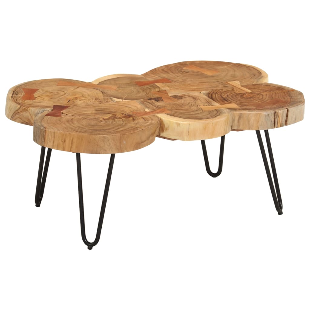 Couchtisch 36 Cm 6 Stämme Massivholz Akazie 83 x 54 x 36 cm - Fuer Daheim