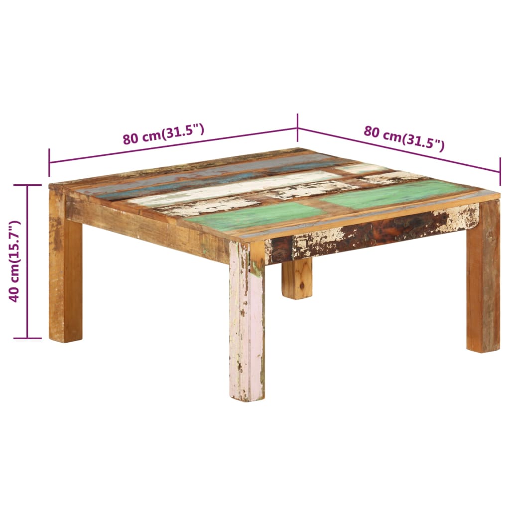 Couchtisch 80X80X40 Cm Altholz Massiv 80 x 80 x 40 cm recyceltes Massivholz - Fuer Daheim