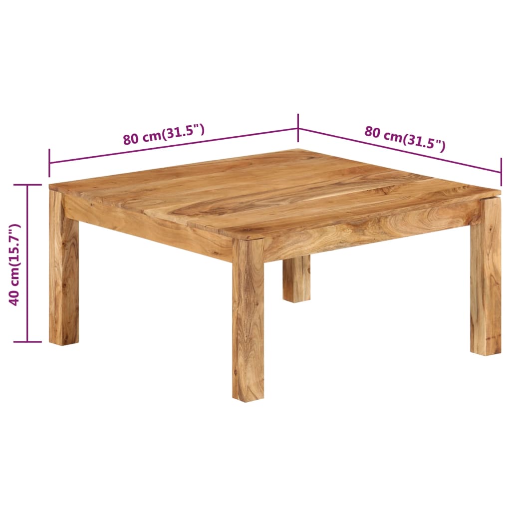 Couchtisch 80X80X40 Cm Massivholz Akazie 80 x 80 x 40 cm Akazie Massivholz - Fuer Daheim